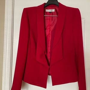 Tahari red suit jacket with matching skirt